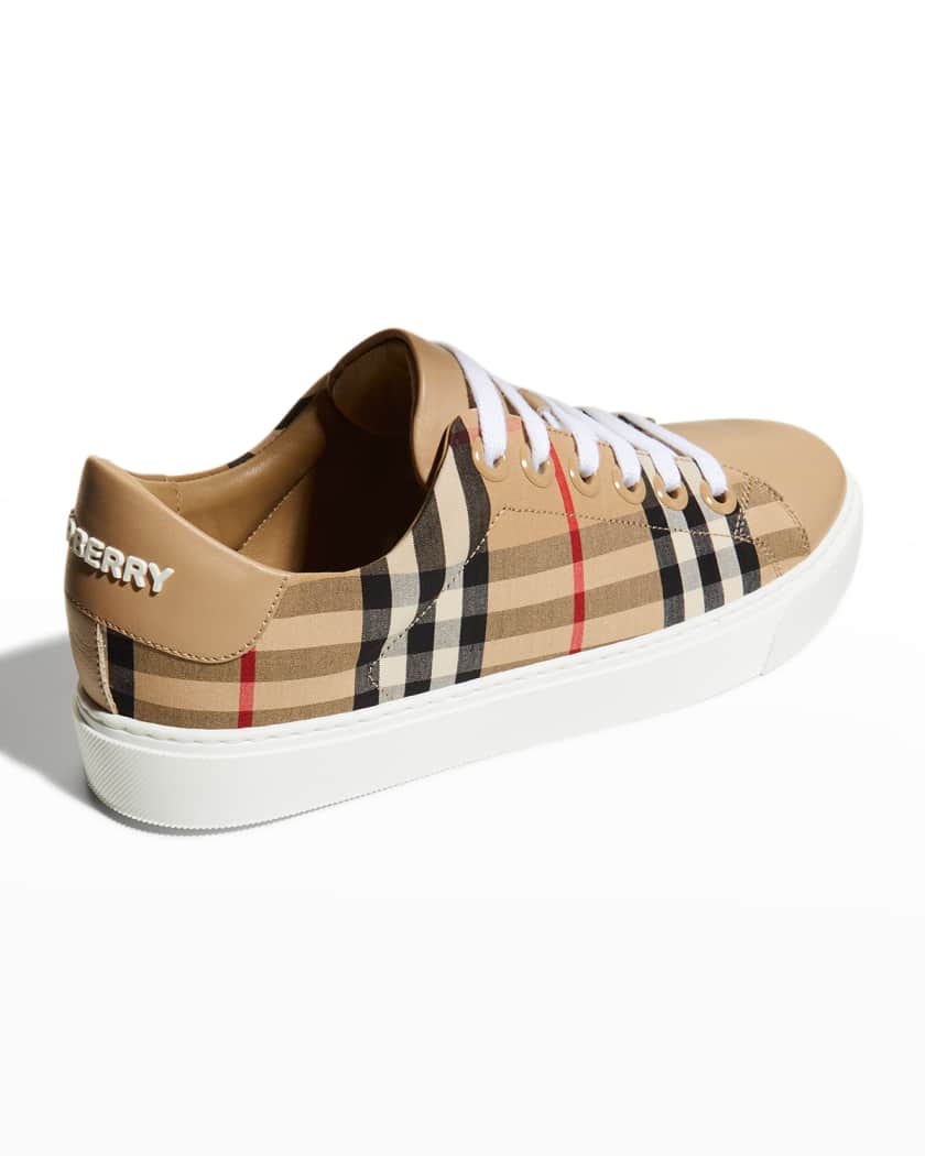 Burberry Vintage Check and Leather Sneakers | Neiman Marcus