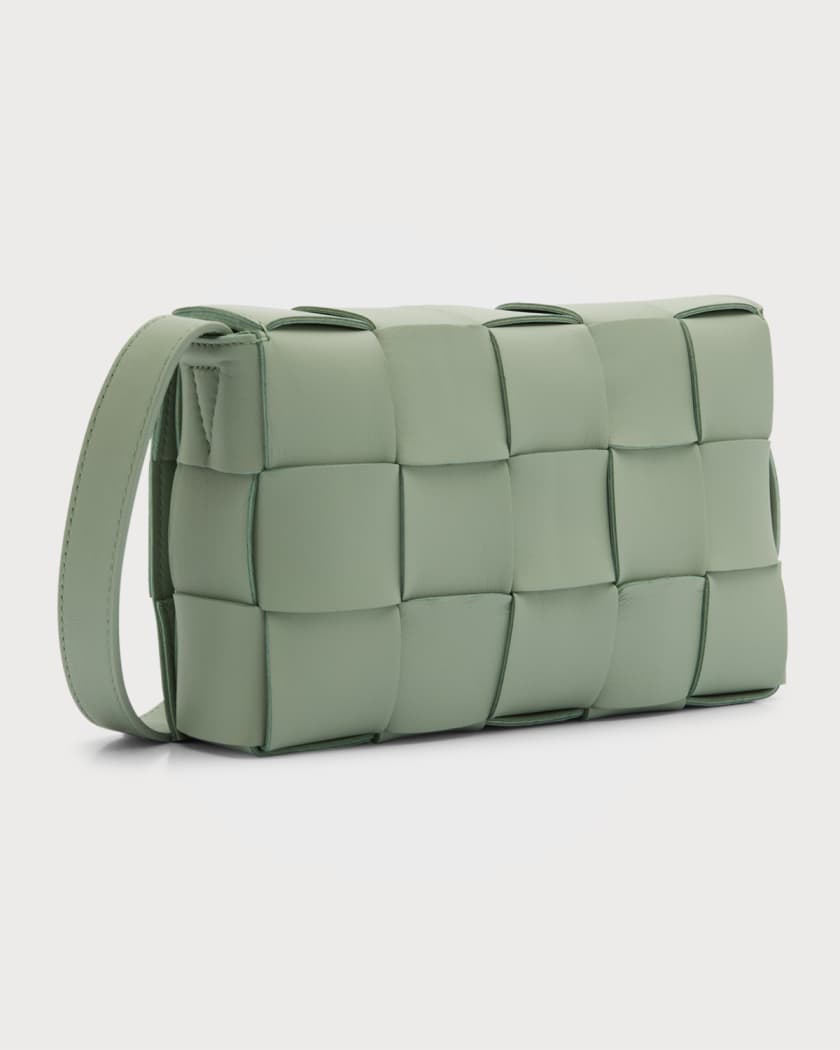 Green Cassette Intrecciato-leather cross-body bag
