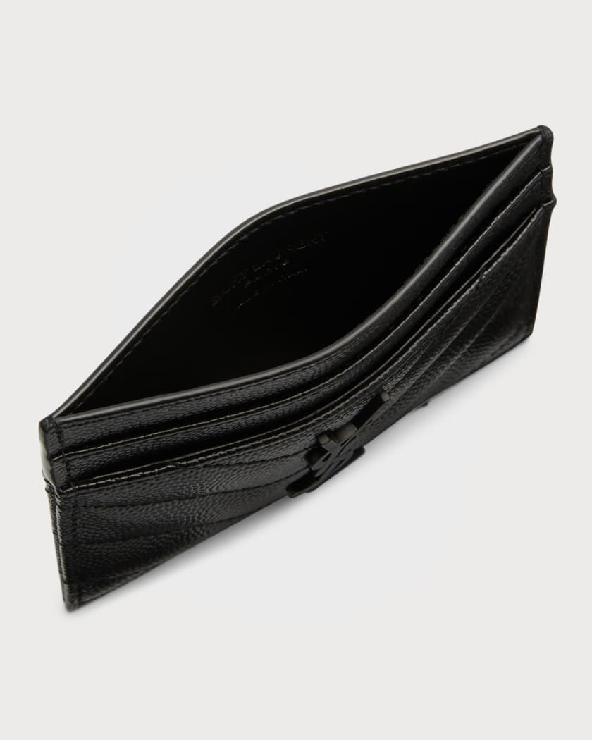 Saint Laurent Monogram Quilted Leather Credit Card Case In Nero