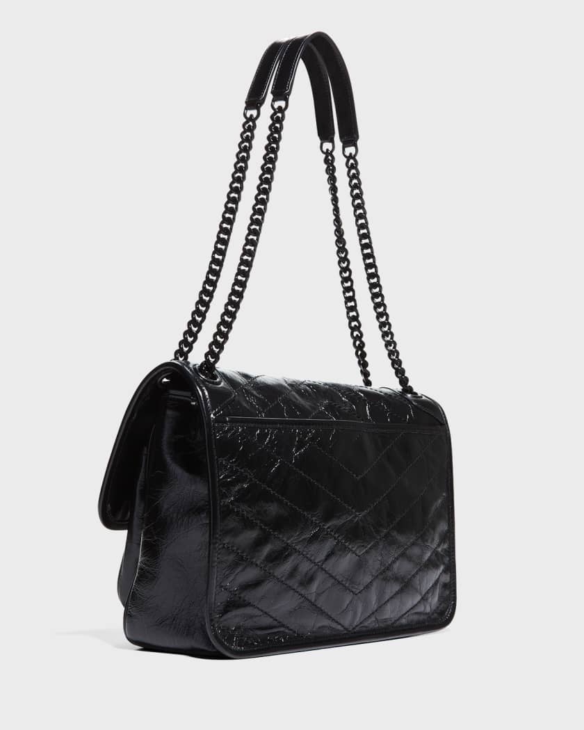 Saint Laurent Niki Medium YSL Crinkled Calfskin Flap Shoulder Bag