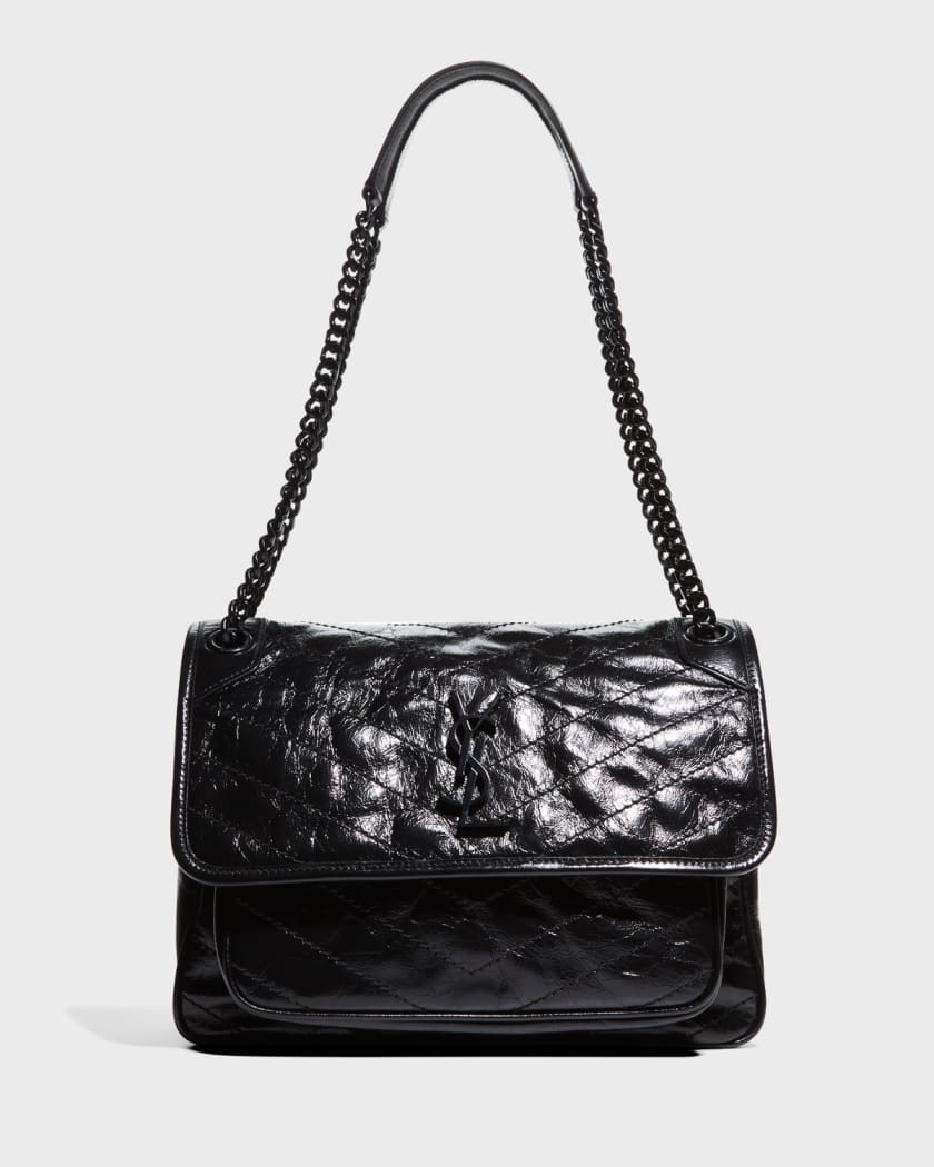 SAINT LAURENT Niki Baby medium quilted crinkled-leather shoulder