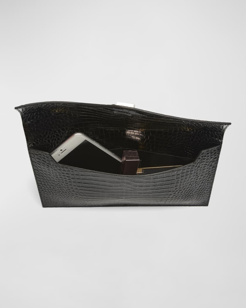 The Italian Croc  Chic Clutch Leather Handbag 