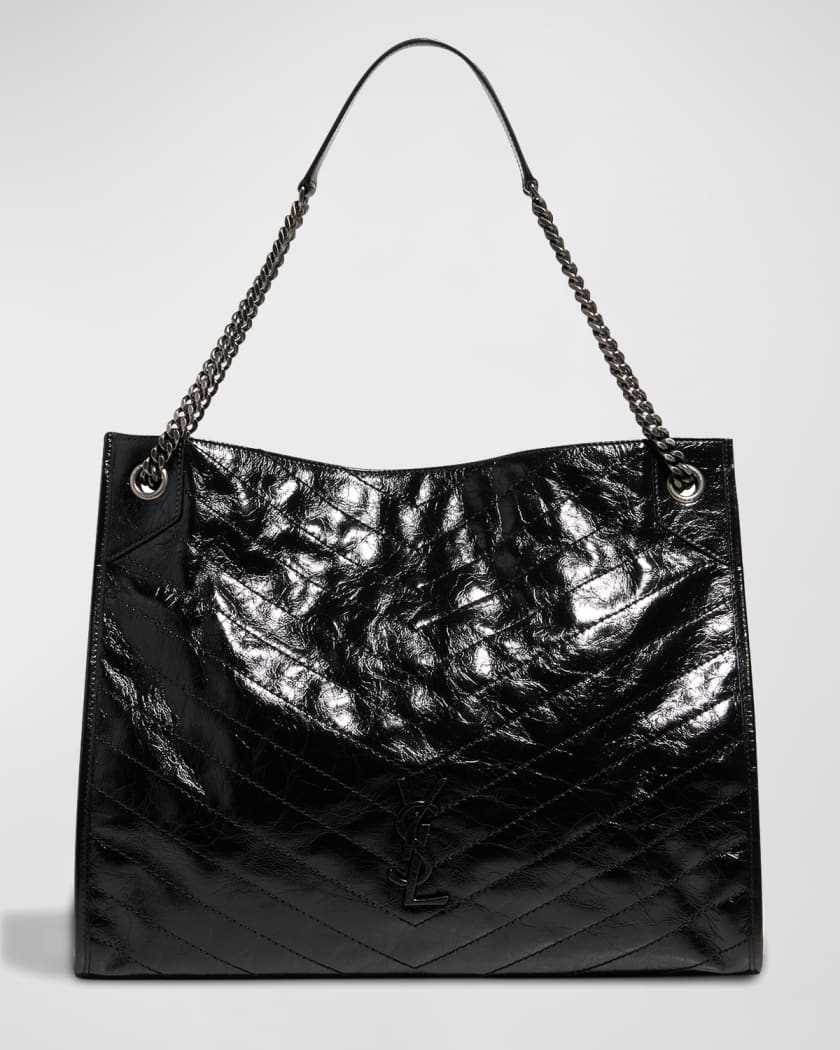 Niki Large YSL Crinkled Calf Shopper Tote Bag