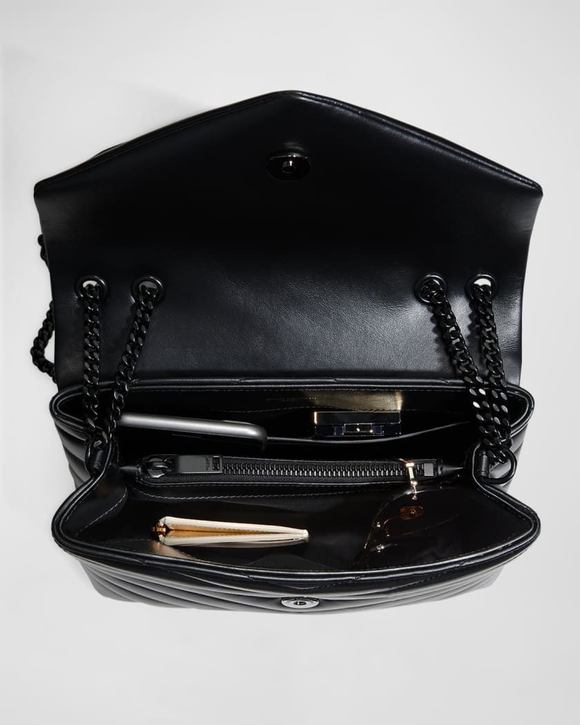 Loulou Mini Patent Leather Shoulder Bag in Black - Saint Laurent