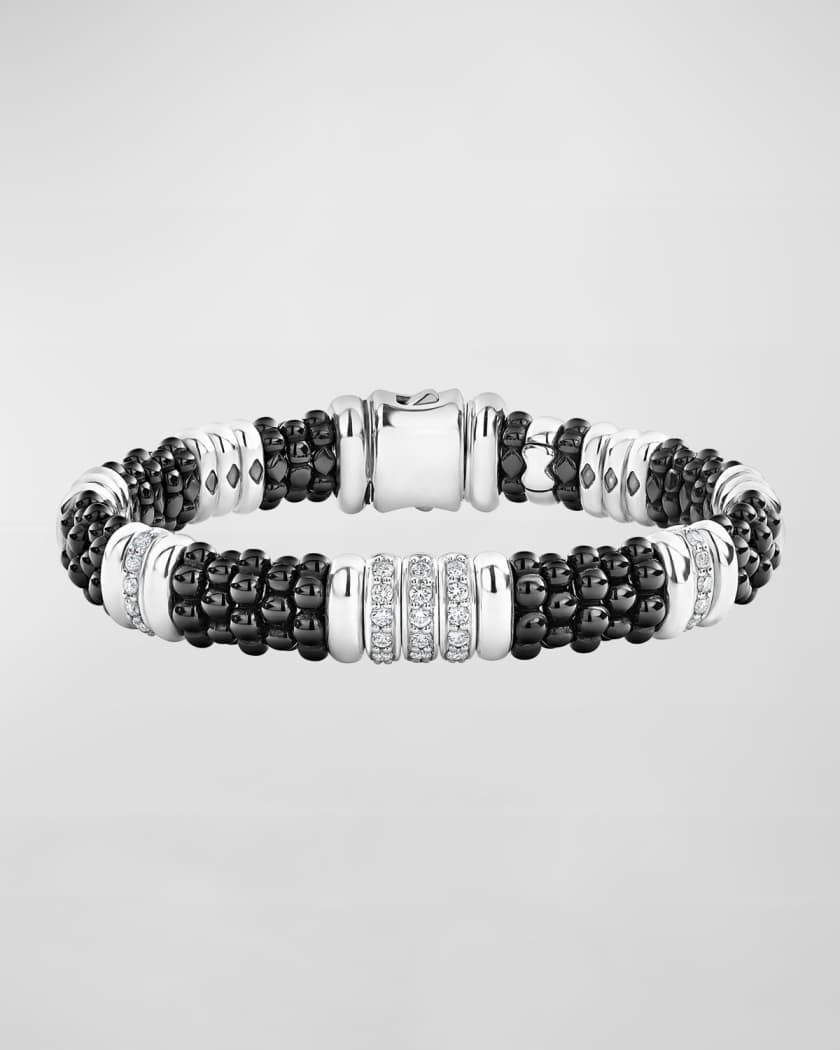 LAGOS Black Caviar Diamond 3 Link Bracelet Neiman Marcus