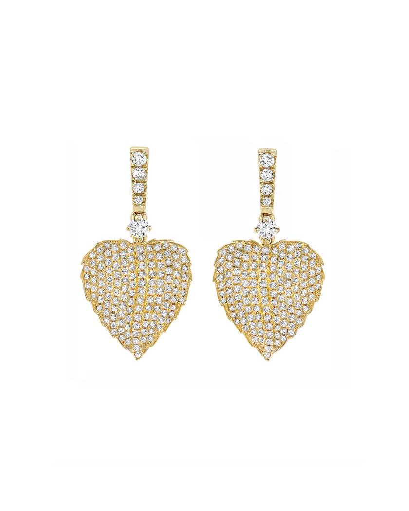 Kiki McDonough Lauren 18K Gold Full Diamond Leaf Drop Earrings