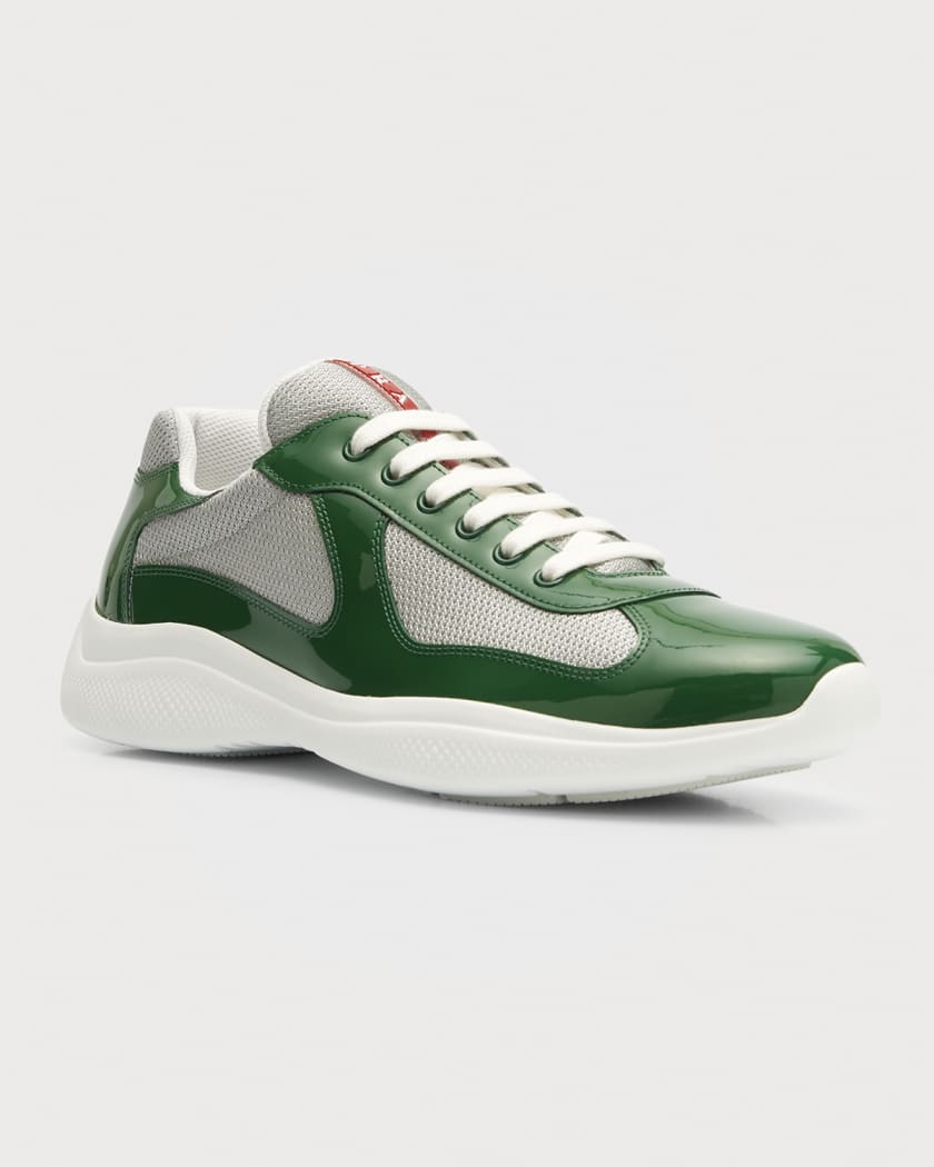 Prada Men's America's Cup Patent Leather Patchwork Sneakers | Neiman Marcus