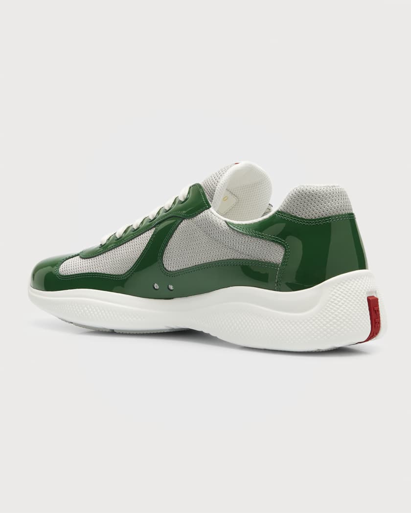 Prada Men's America's Cup Patent Leather Patchwork Sneakers | Neiman Marcus