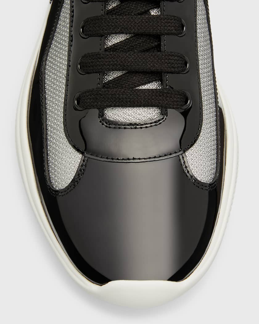 Prada Men's America's Cup Patent Leather Patchwork Sneakers | Neiman Marcus