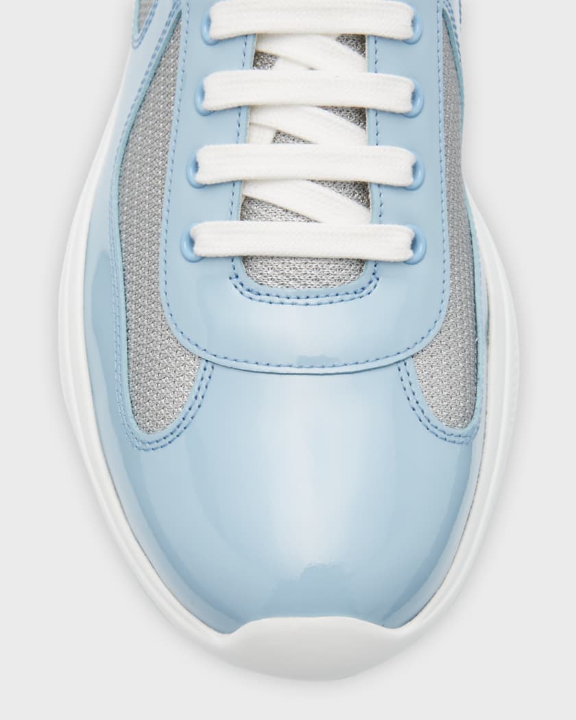 Prada men's america's cup patent leather patchwork sneakers online