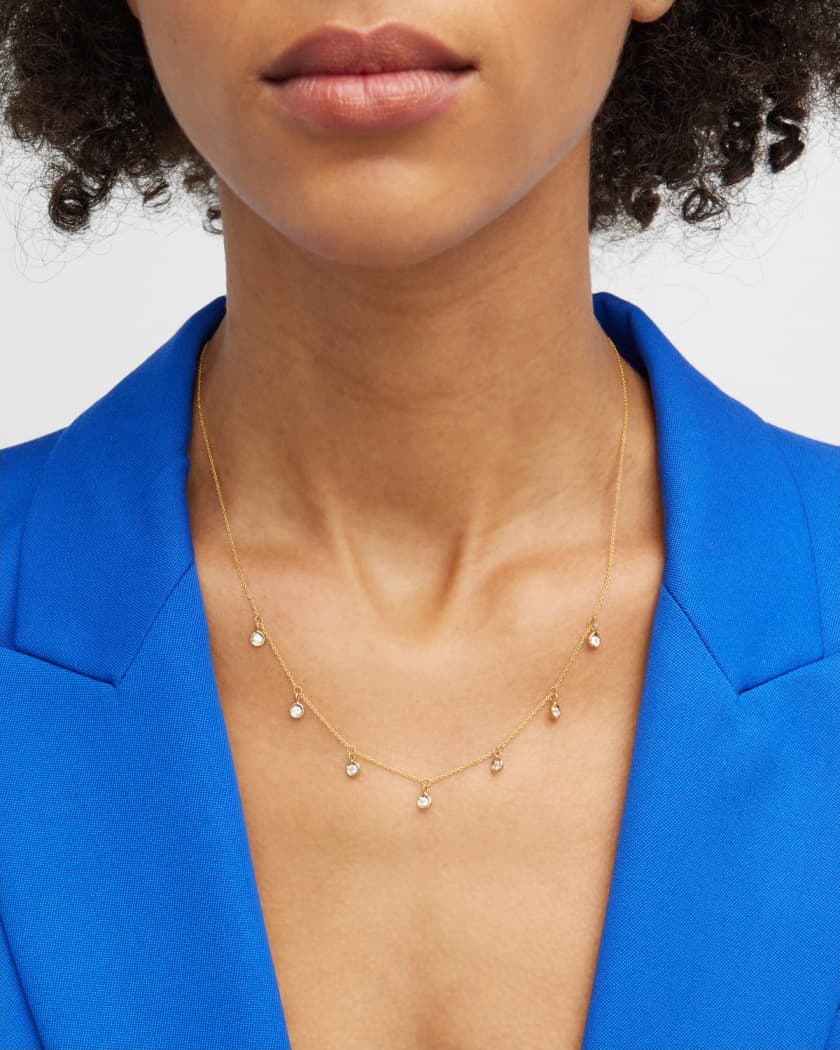 18k 7 Station Diamond Dangle Necklace