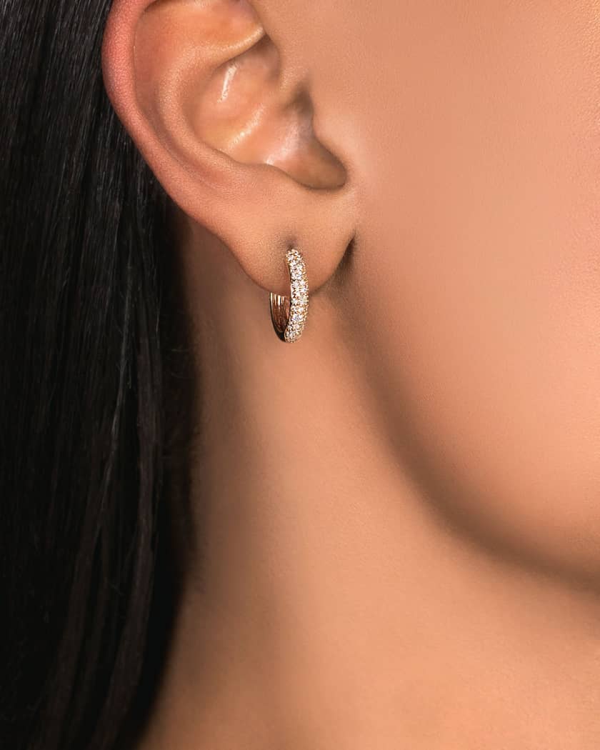 Thin diamond hoop earrings best sale