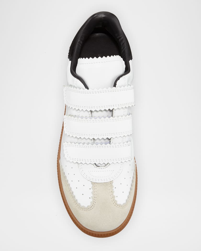 Beth Perforated Leather Grip-Strap Sneakers