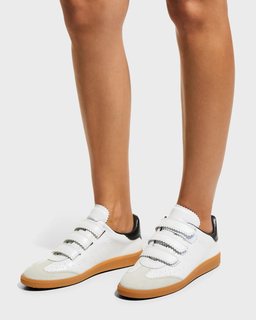 Beth Perforated Leather Grip-Strap Sneakers