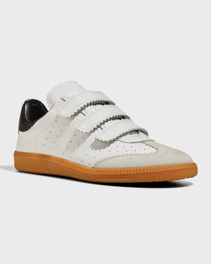 Beth Perforated Leather Grip-Strap Sneakers