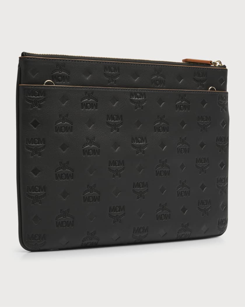 MCM Klara Medium Monogrammed Leather Clutch Bag