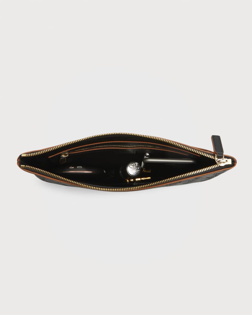 MCM Klara Medium Monogrammed Leather Clutch Bag Neiman Marcus