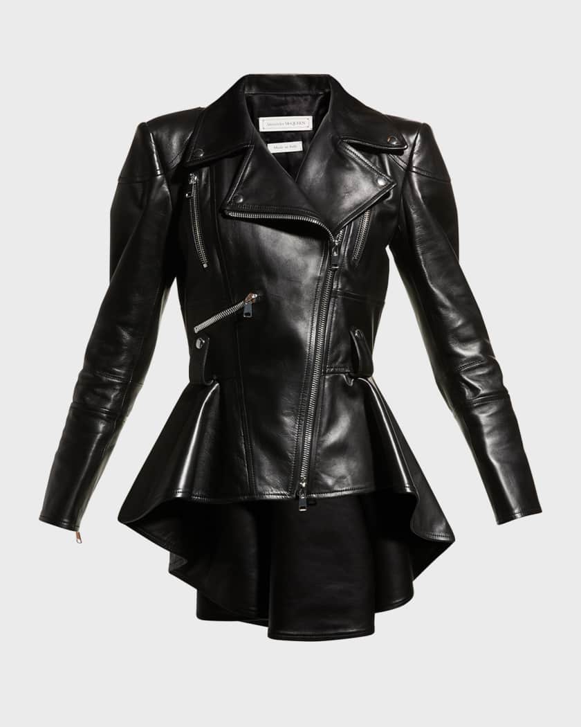 Alexander mcqueen black leather jacket on sale