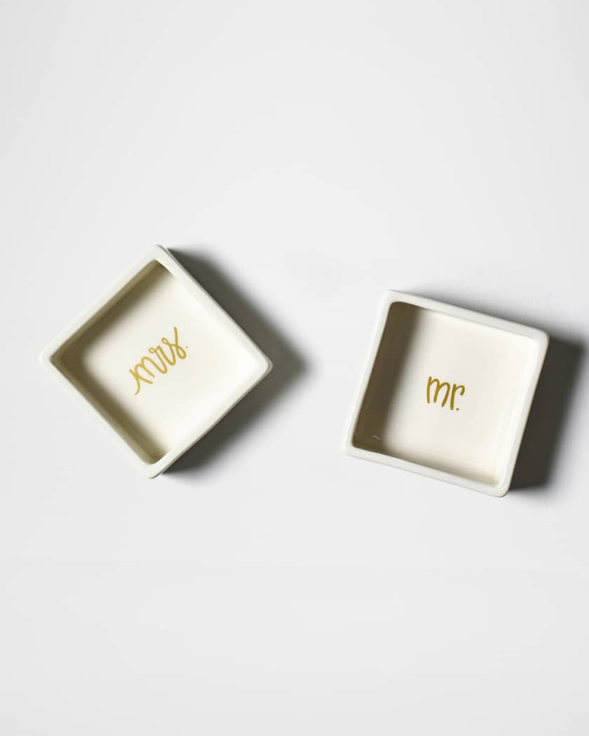 Mr. & Mrs. Square Trinket Bowls, Set of 2