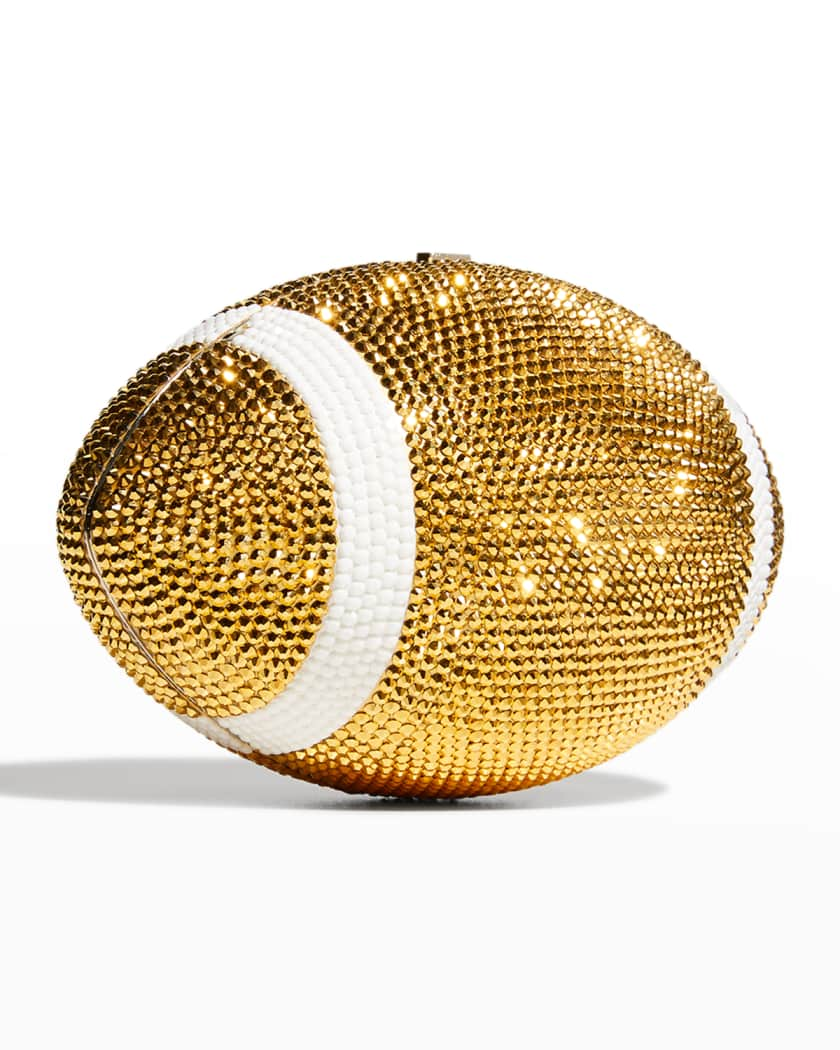 Judith Leiber Crystal Football Minaudiere Bag Gold