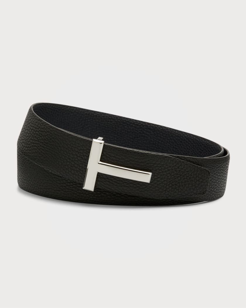 Men's Signature T Reversible Leather Belt