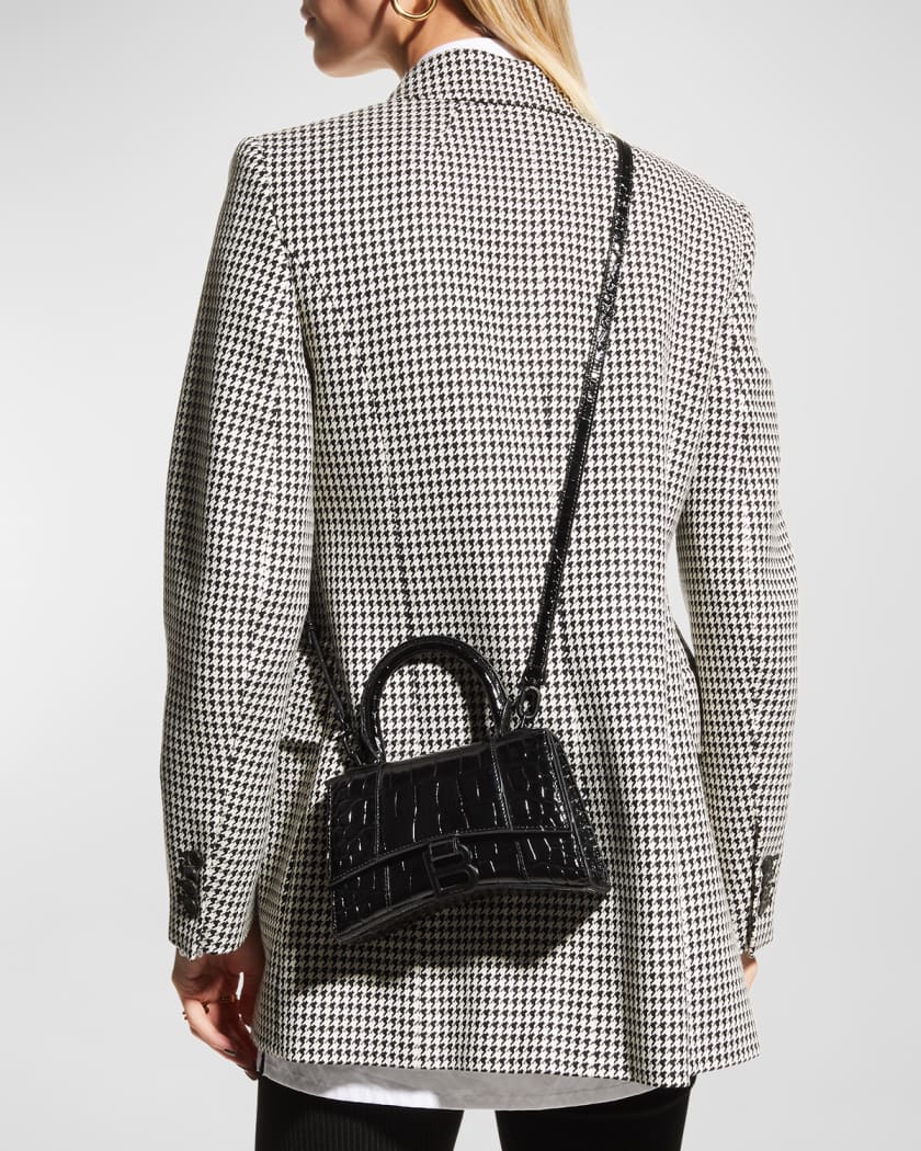 Balenciaga Small Croc Embossed Leather Top Handle Bag