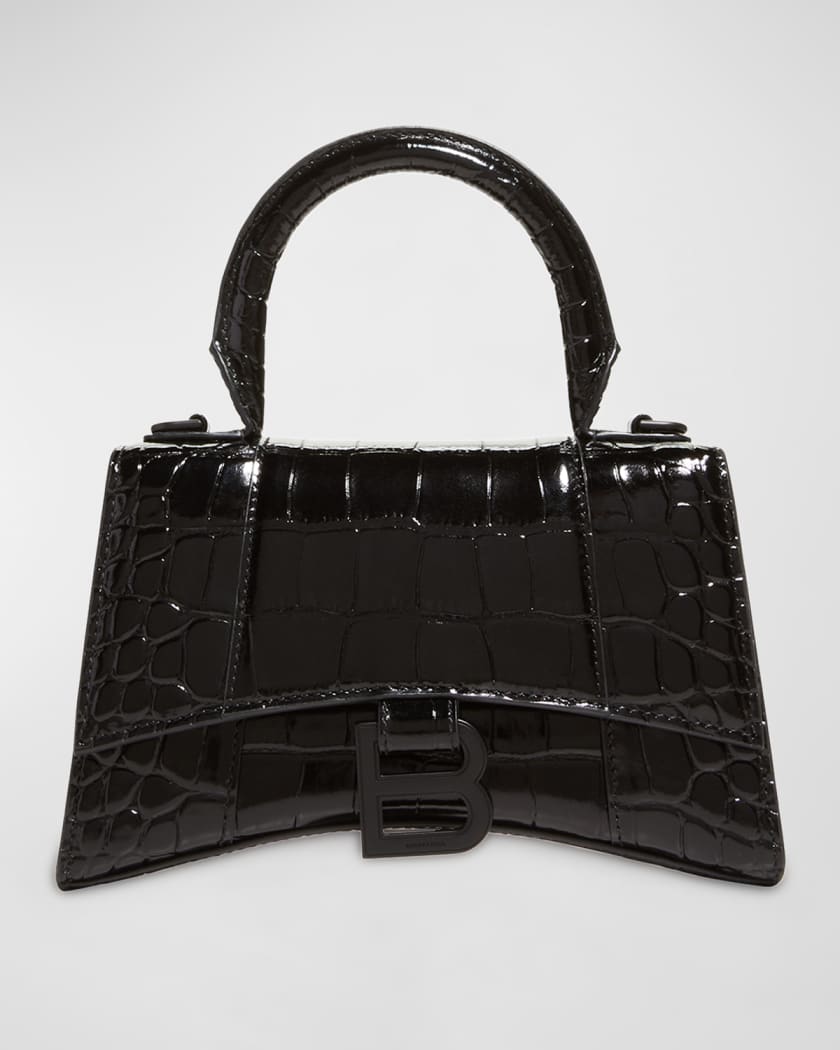 Balenciaga Hourglass Xs Bag in Crocodile Print Leather