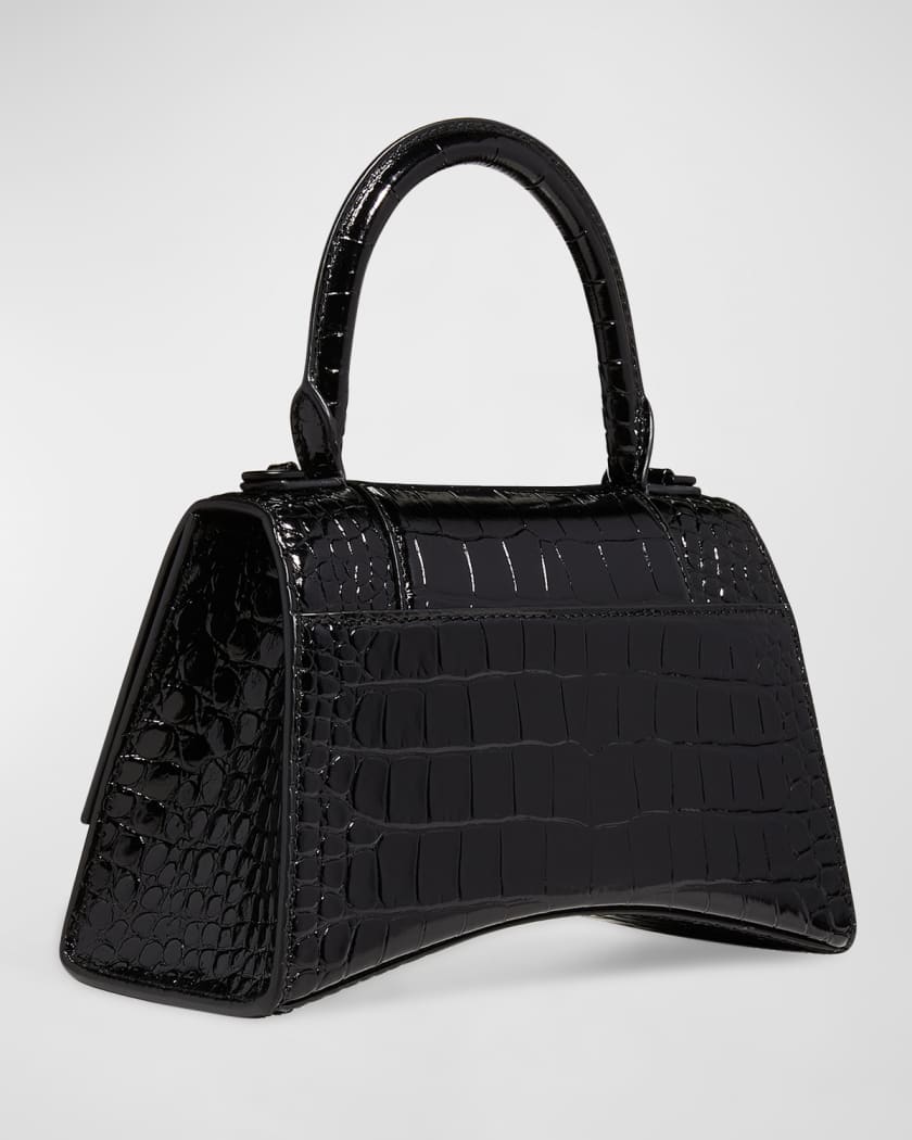 Balenciaga Hourglass Small Crocodile-Embossed Top-Handle Bag