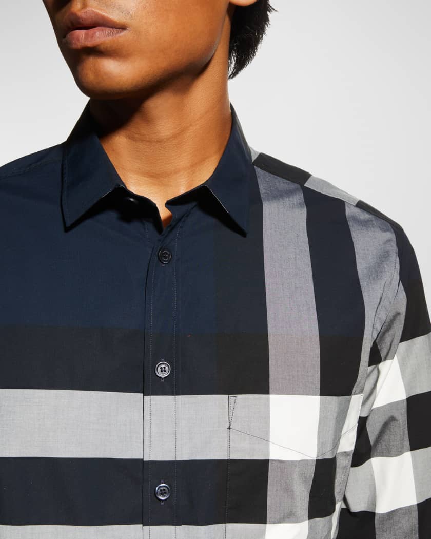 Burberry check mens shirt deals