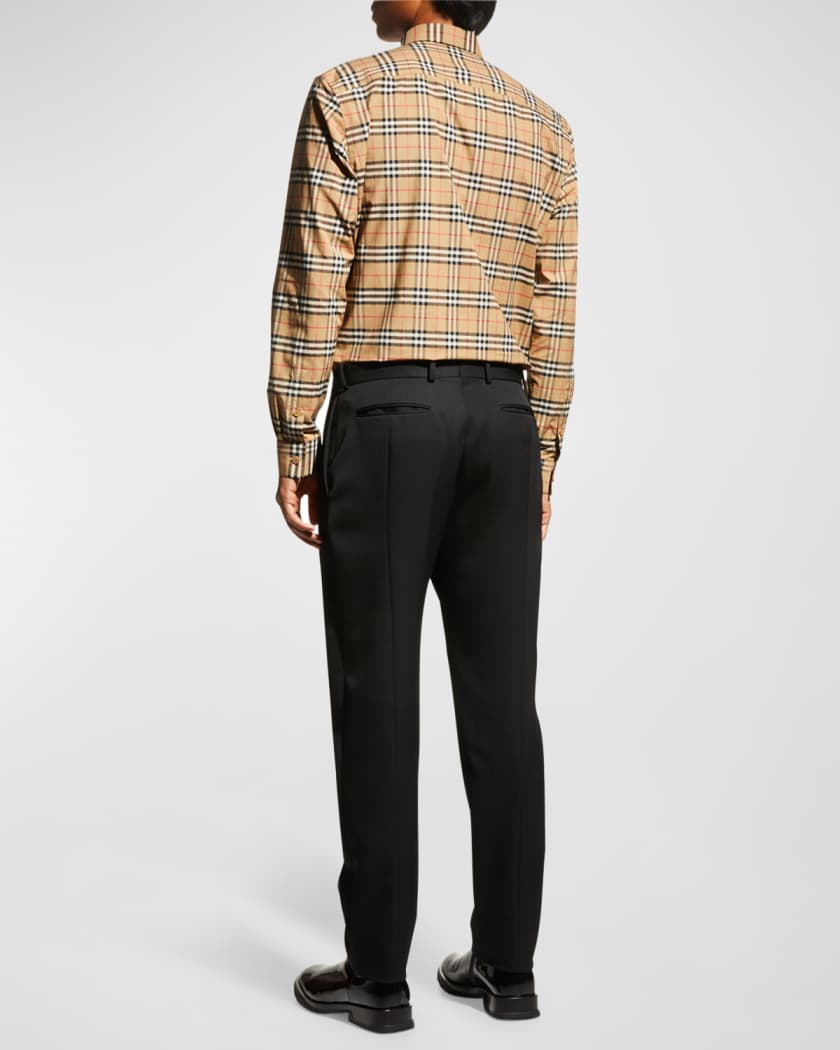 Kids Beige Contrast Check Leggings by Burberry