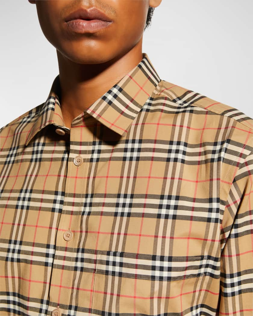 Burberry Check Wool Cotton Flannel Shirt , Size: 14