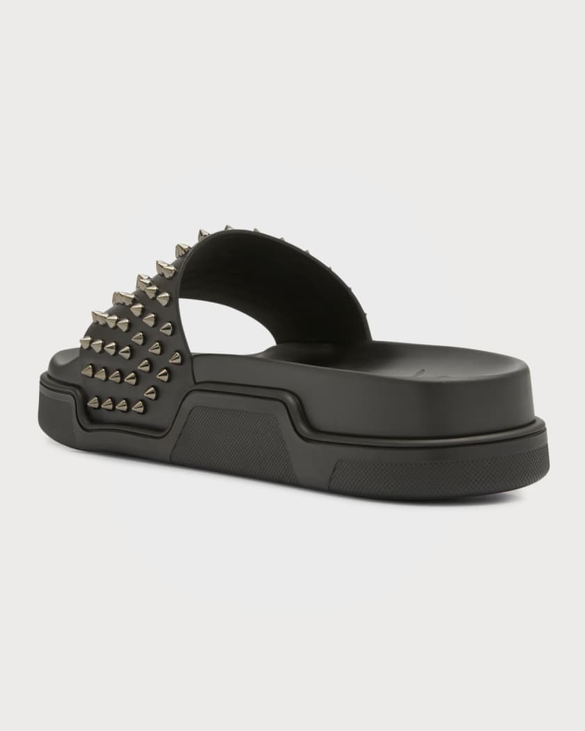 Christian Louboutin Black Leather Spike Thong Sandals Size 43