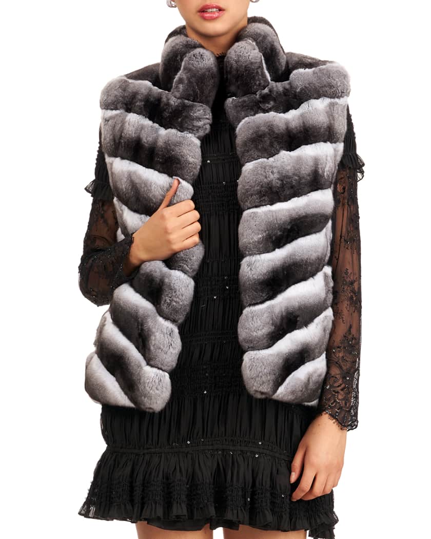Gorski Chevron Chinchilla Fur Vest