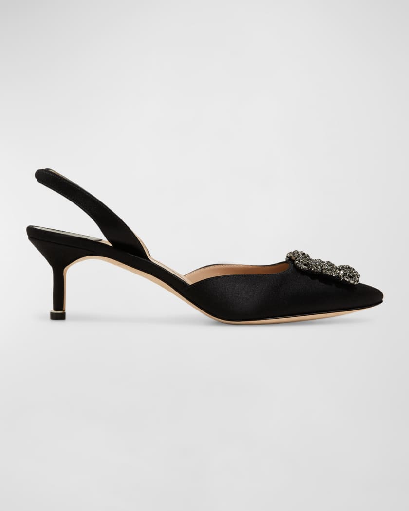 Hangisi Kitten-Heel Satin Pumps | Neiman Marcus