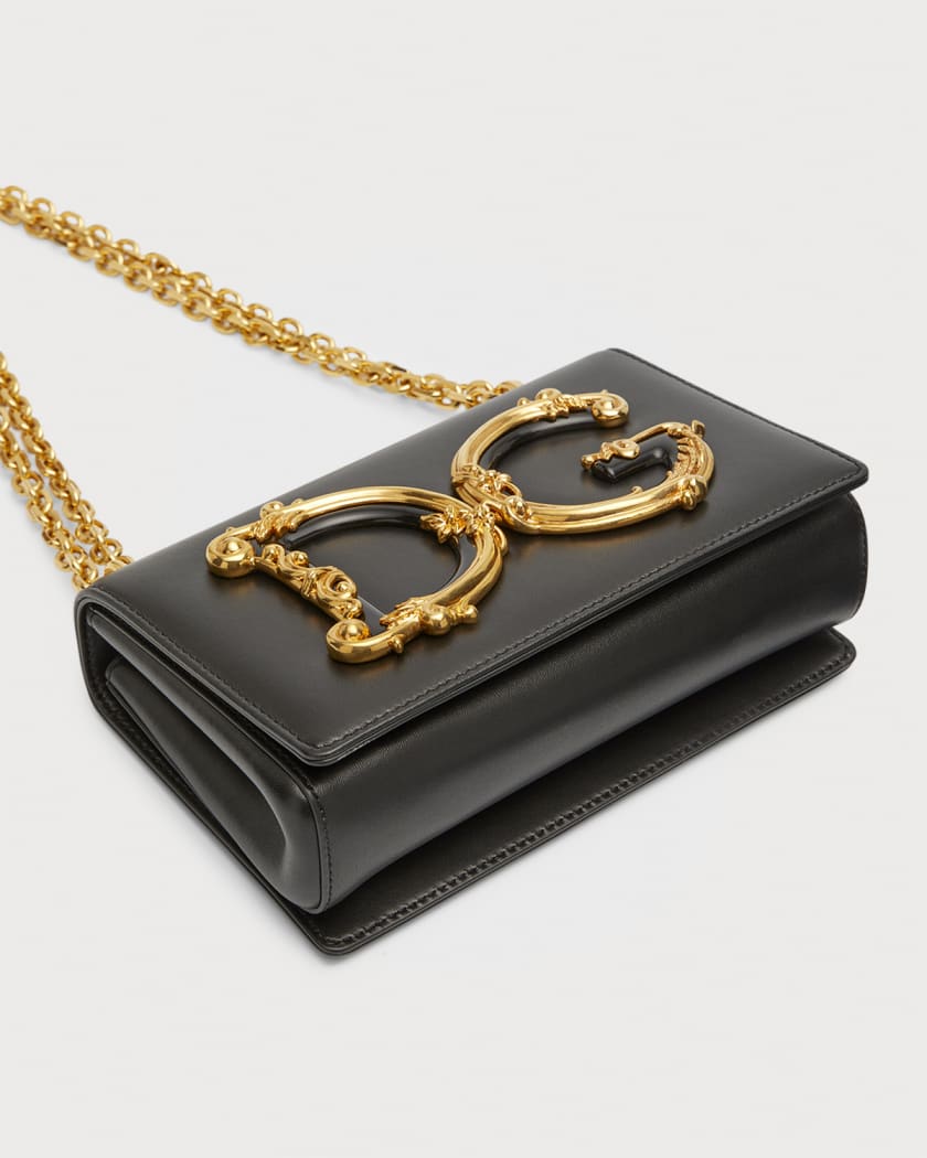 Dolce&Gabbana Baroque Small Leather Crossbody Bag   Neiman Marcus
