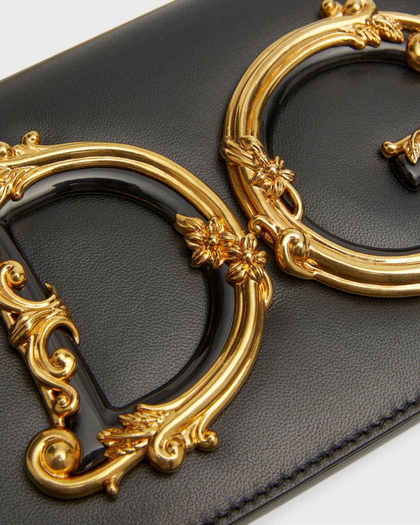 Dolce & Gabbana Baroque Small Leather Crossbody Bag White