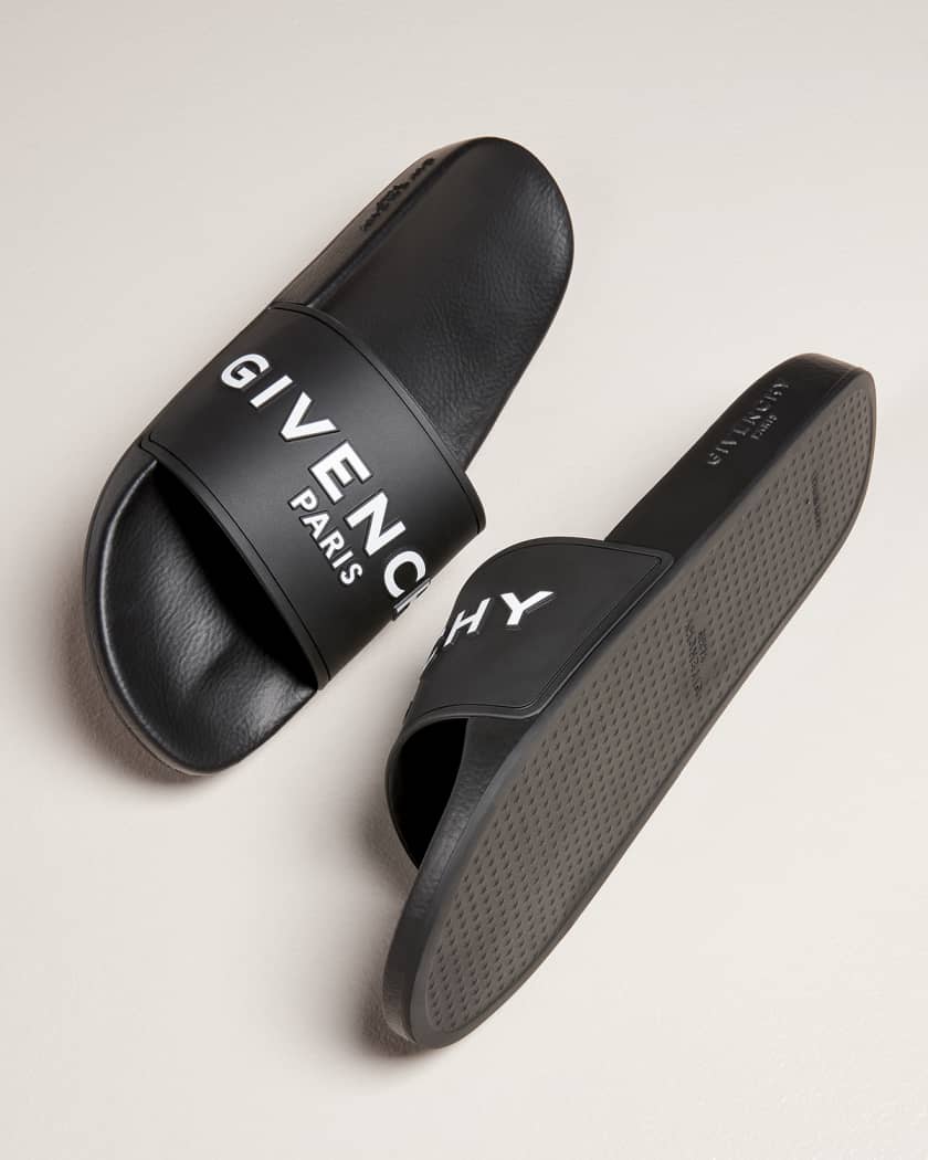 Givenchy Men's Logo Pool Slide Sandals | Neiman Marcus