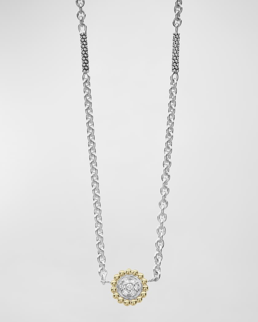 Lagos Beloved Small Diamond Lock Pendant Necklace Silver/ Diamond