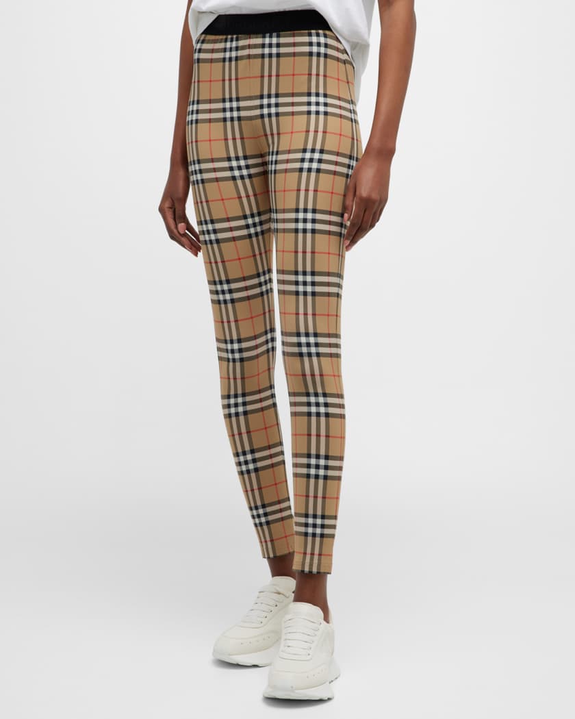 BURBERRY Checked stretch-jersey leggings