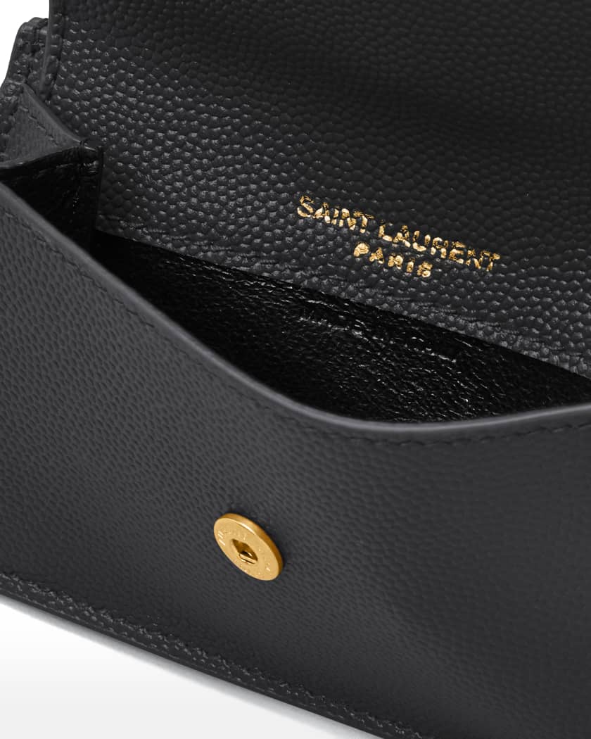 Saint Laurent YSL Monogram Flap Card Case in Grained Leather