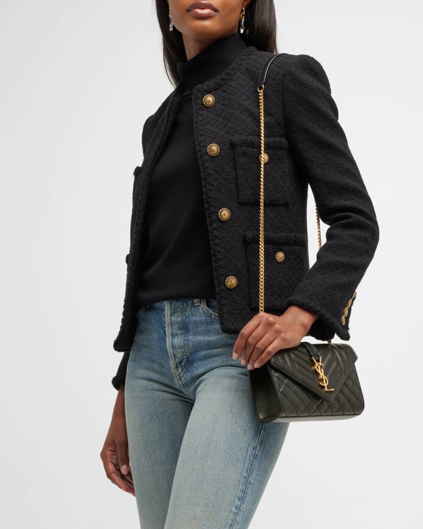 Envelope Triquilt Small YSL Shoulder Bag in Grained Leather