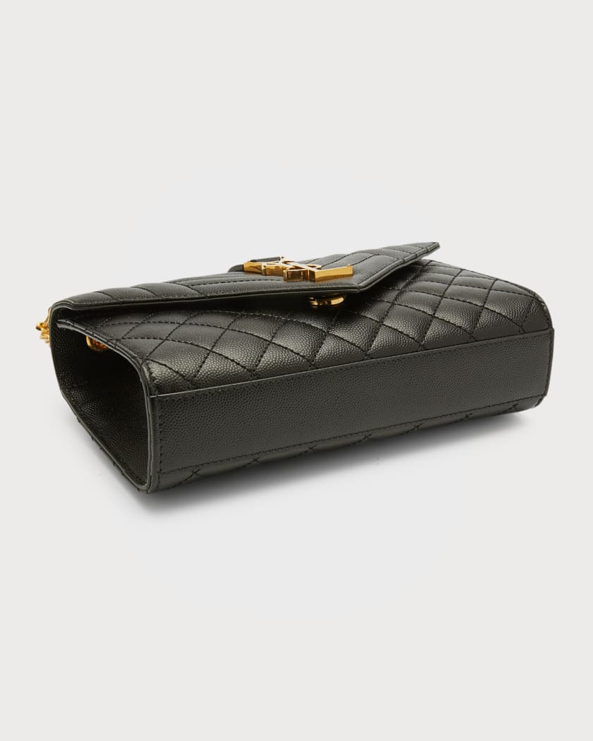 Envelope Triquilt Small YSL Shoulder Bag in Grained Leather