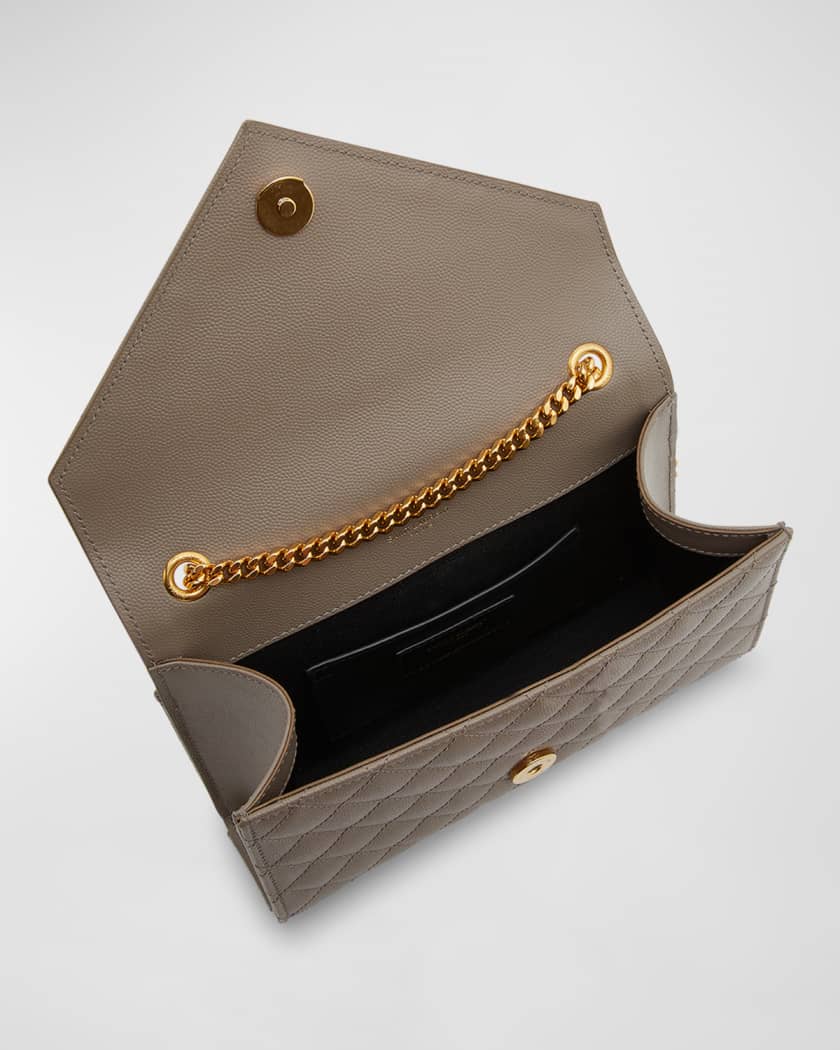 Saint Laurent Envelope Triquilt Small YSL Shoulder Bag in Grained