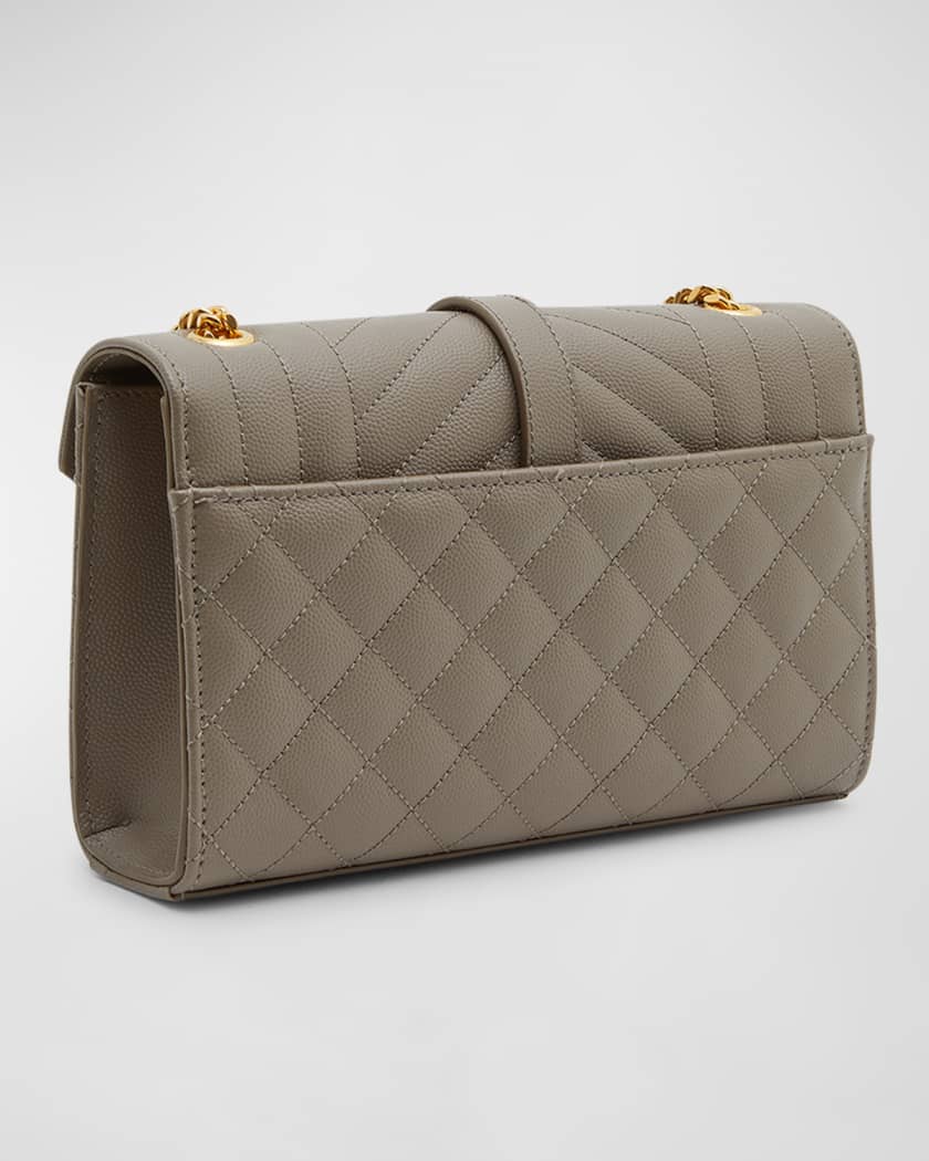 Saint Laurent Envelope Small Ysl Monogram Satchel Triquilt Beige Leath -  MyDesignerly