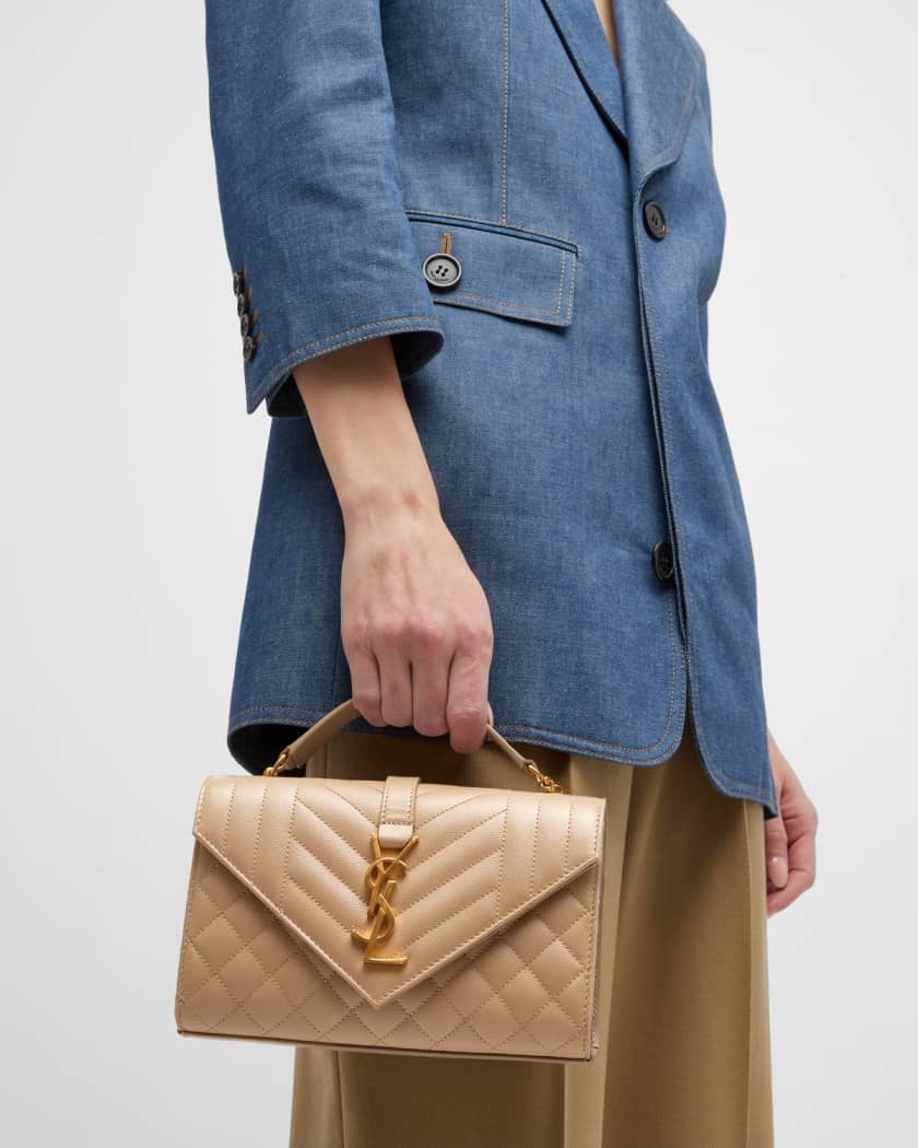 Envelope Triquilt Small YSL Shoulder Bag in Grained Leather