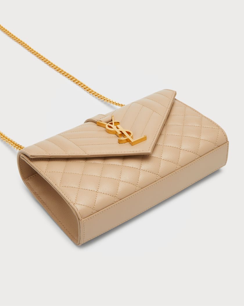 Envelope Triquilt Small YSL Shoulder Bag in Grained Leather