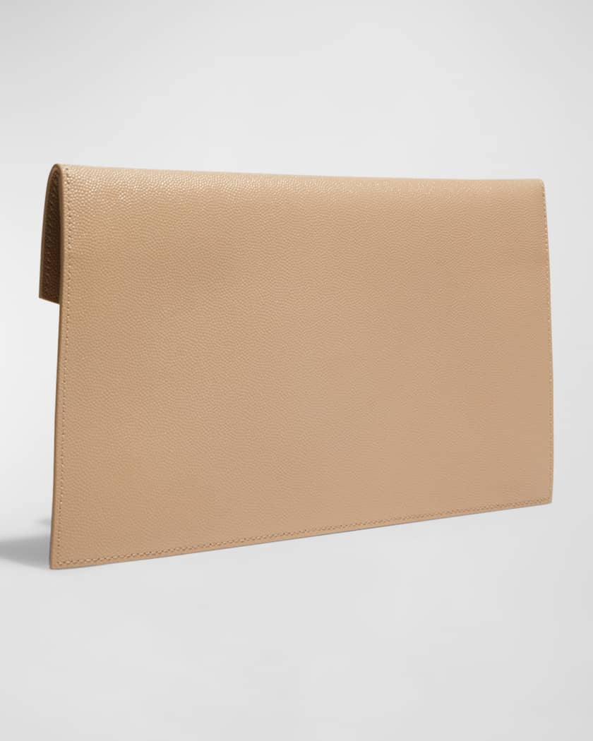 Saint Laurent Uptown YSL Pouch in Grained Leather Neiman Marcus