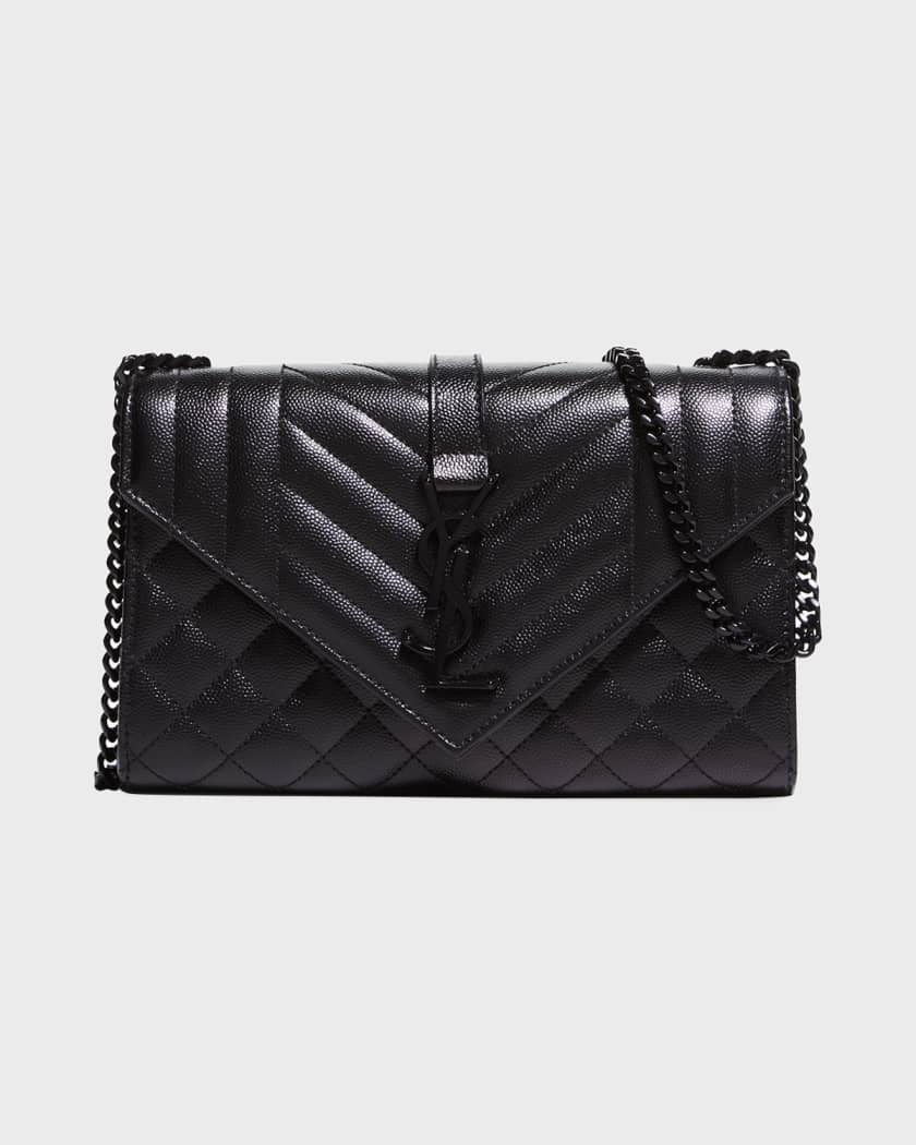 SAINT LAURENT Envelope small quilted textured-leather shoulder bag