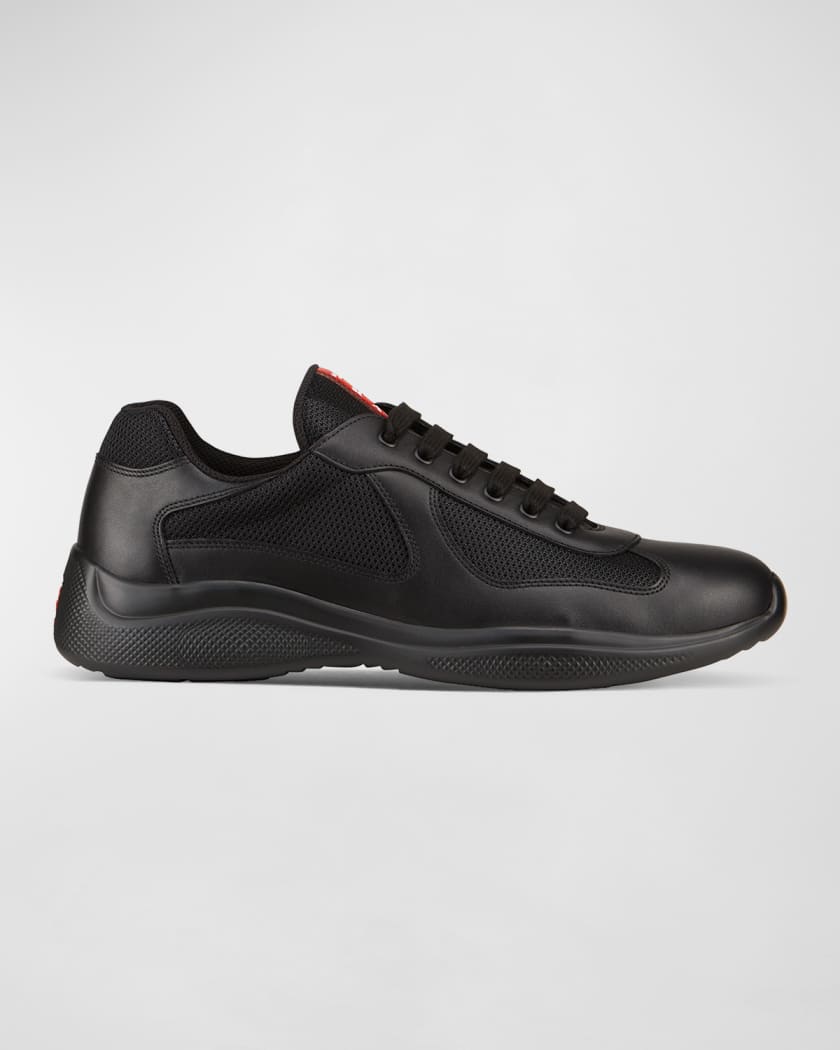 Prada leather sneakers with rubber trim clearance