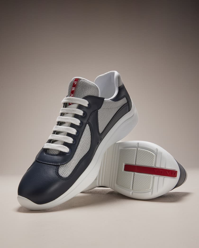 Prada Men s Americas Cup Leather Trainer Sneakers Neiman Marcus